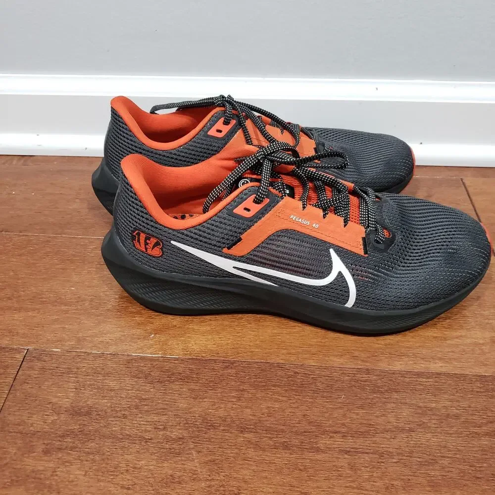Nike Air Zoom Pegasus 40 Cincinnati Bengals Mens 8.5 NFL Running Shoes